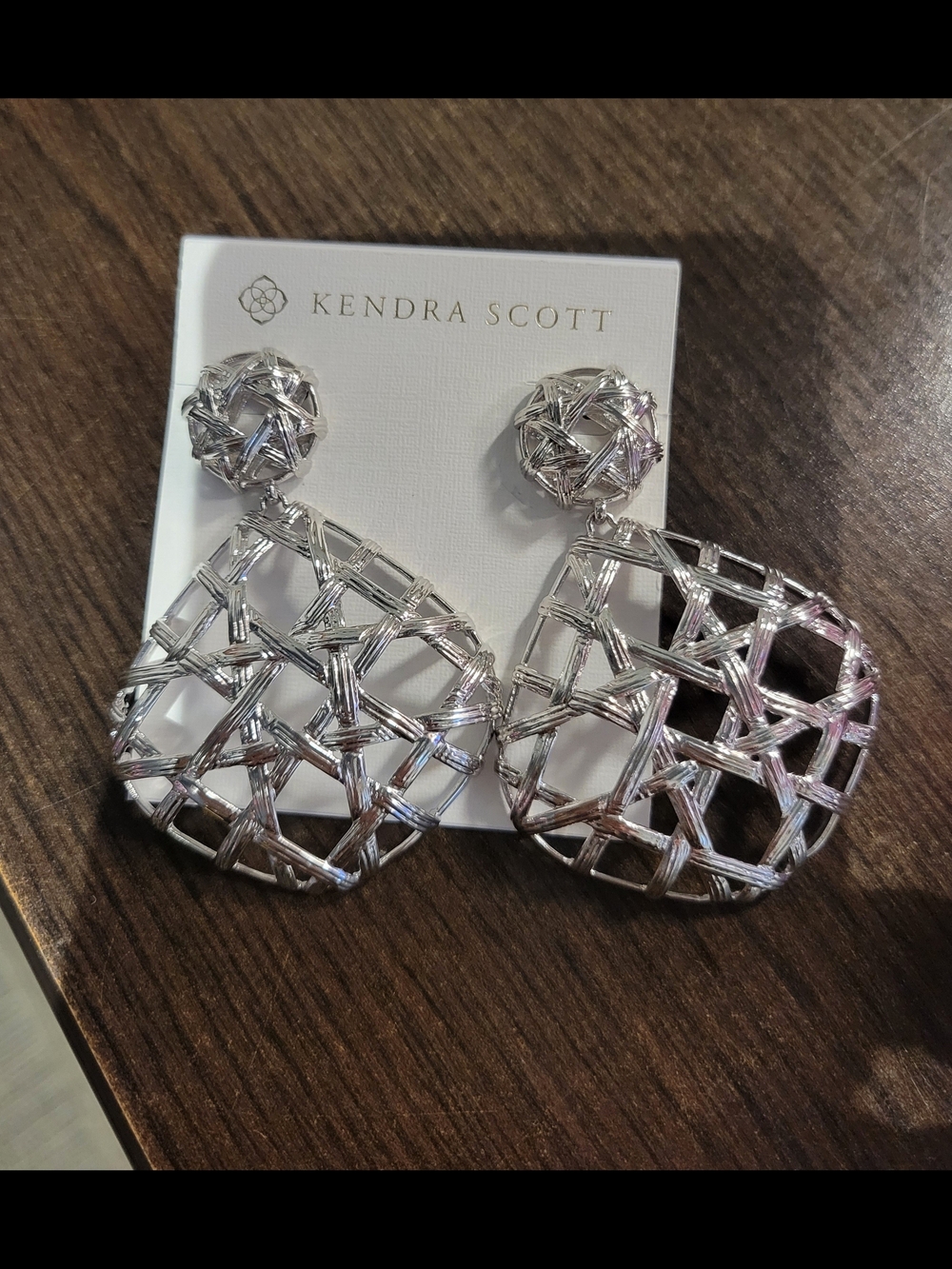 Kendra Scott Silver Toned Natalie Statement Earrings